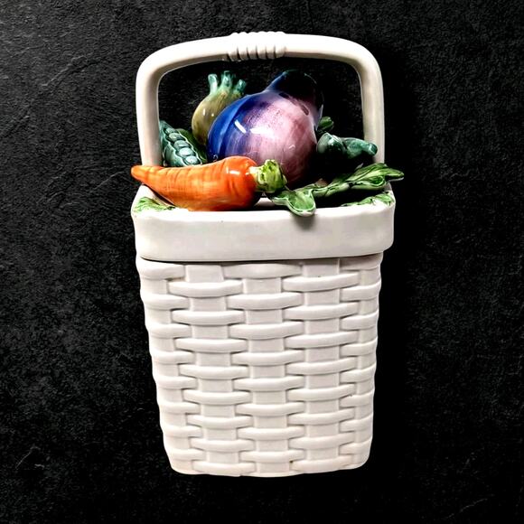 VTG Fitz & Floyd Canister Kitchen Harvest Basket Weave Colorful Vegetables READ - Picture 2 of 16